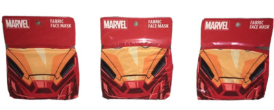 Iron Man Marvel Adult Lot Of 3 Fabric Face Masks Red/Yellow/Black-NEW-SHIP24