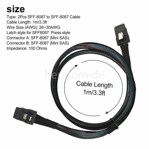 1M Internes Mini SAS auf Mini SAS Kabel SFF-8087 auf SFF-8087 HBA to Backplane - 第 8/9 張圖片
