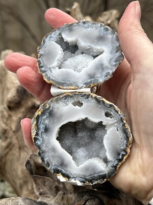 Achat Schmuck / Schmuck Ring Halter Druzy Geode Kristall Paar AAA + 5 selten