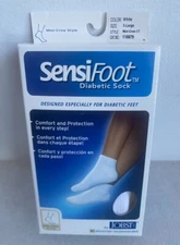 Jobst 110879 SensiFoot White X-Large Mini-Crew Closed Toe Diabetic Sock 8-15mmHg