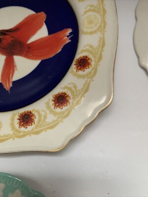 Anthropologie LOU ROTA NATURE TABLE PLATES SET 4 Goldfish Owl