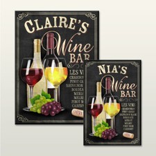 PERSONALISED WINE BAR SIGN CHALKBOARD EFFECT WALL PLAQUE NOVELTY GIFT HOME BAR