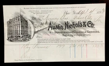 1893 billhead New York Austin Nichols Co Importers Wholesale Grocers #b8