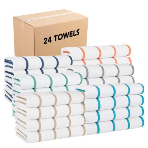 Las Rayas Pool Towels (4-Pack) 30x60 Soft Cotton Striped Beach Towel, 480 GSM - Picture 186 of 187