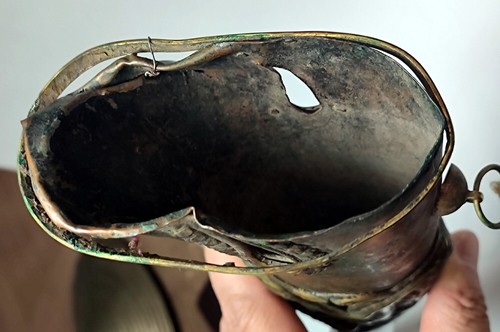 Real Tibet 1800s Old Antique Buddhist Copper Dragon Head Trumpet Horn Kangling - Picture 3 of 14
