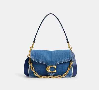 #ad #ad COACH Chain Tabby Shoulder Bag Deep Blue CAN14 Outlet NEW
