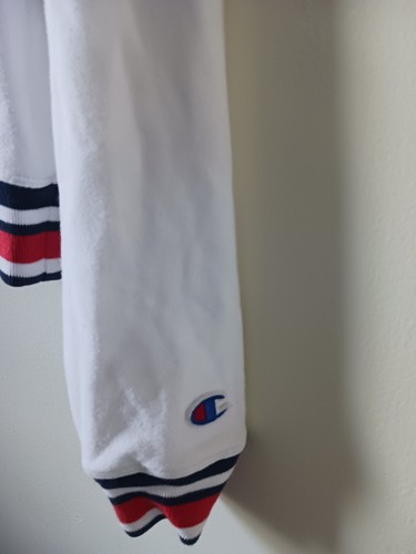Champion Reverse Girls Sweatshirt Pullover Size S White Blue Striped Crew Neck - Picture 5 of 5