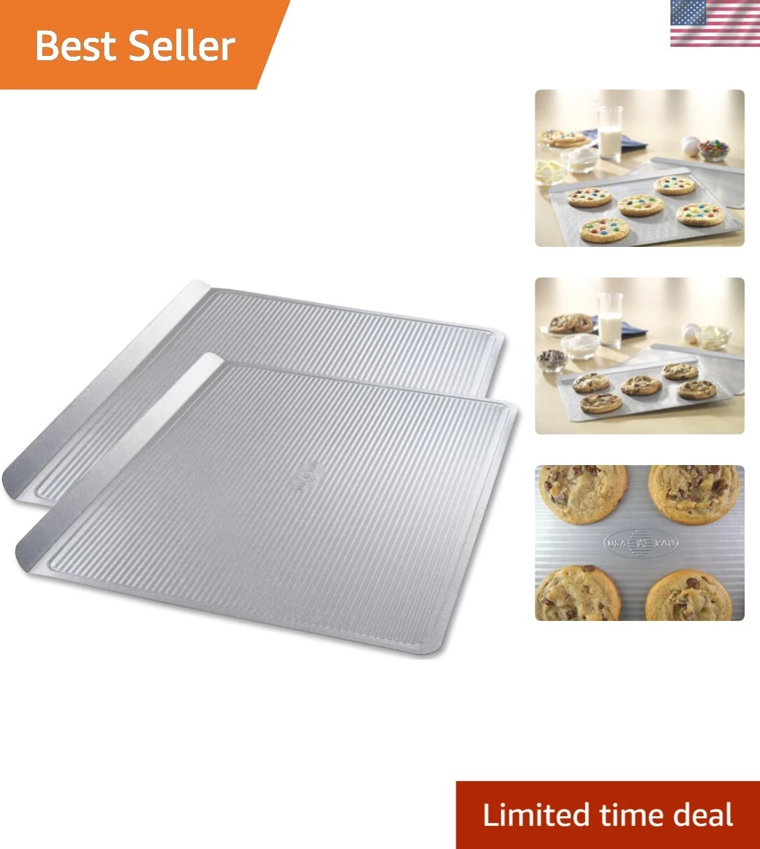 Heavy Gauge Aluminized Steel Cookie Sheet Set for Flawless Baking - Set of 2
Opens in a new window o