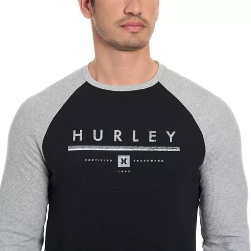 Neu mit Etikett Hurley langärmliges Herren-Thermohemd Raglan Logo Rundhalsausschnitt - Bild 8 von 19