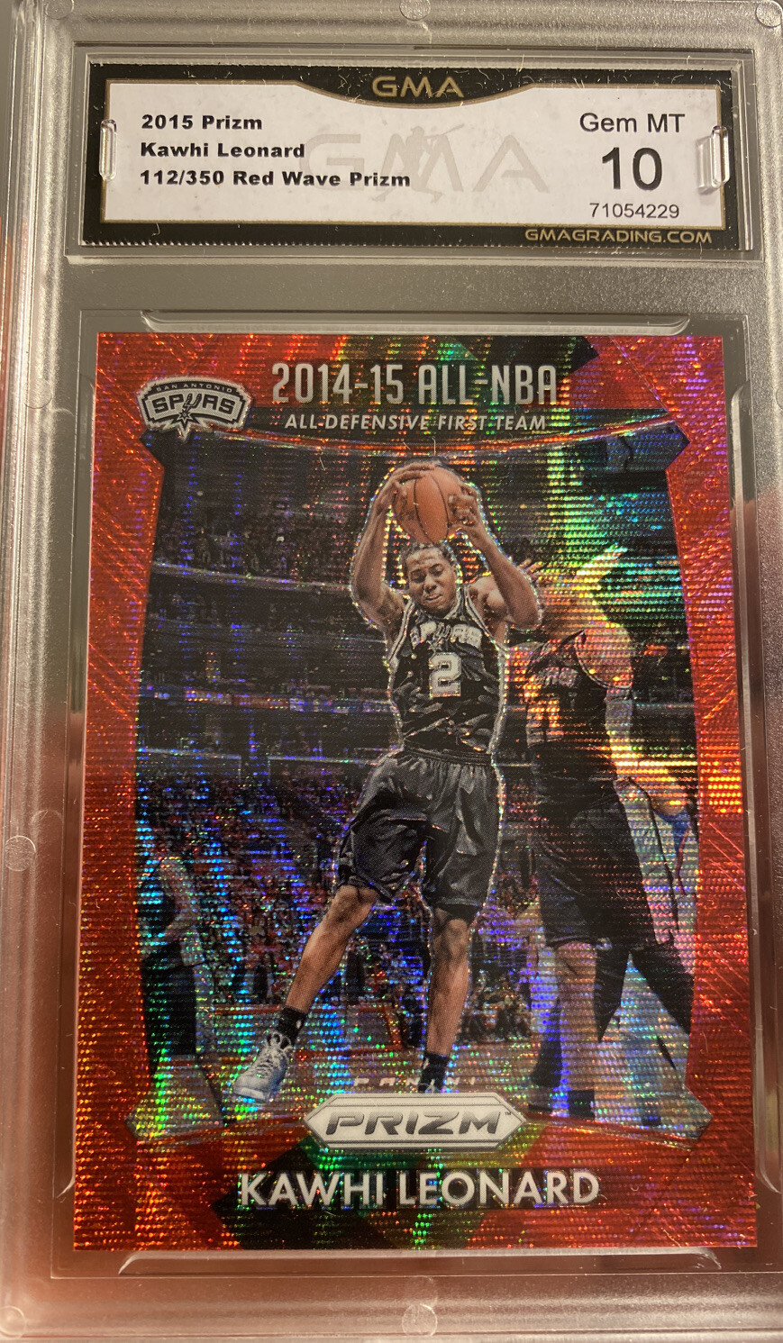 2015 Panini Red Wave Prizm Kawhi Leonard Refractor Gem Mint 10 SP MVP #112/350