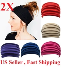 2pcs Elastic Stretch Wide Head band Hairband Running Yoga Turban Women Head mask
