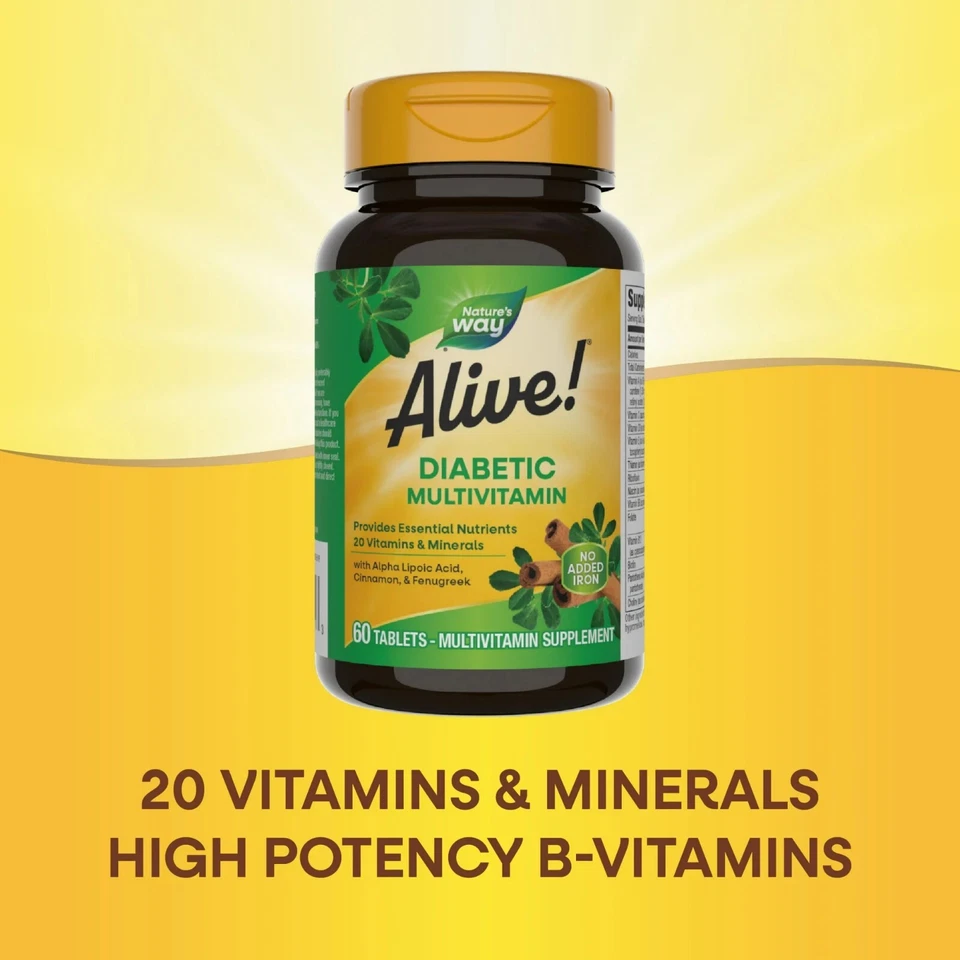 Nature’S Way Alive! Diabetic Multivitamin, Alpha Lipoic Acid, High Potency B-Vit - Image 4 of 4