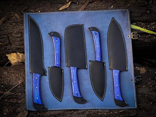 Küchenmesser-Set 7 Teilig mit handgeschmiedet Edelstahl klingen Handgefertigtes - Bild 3 von 4