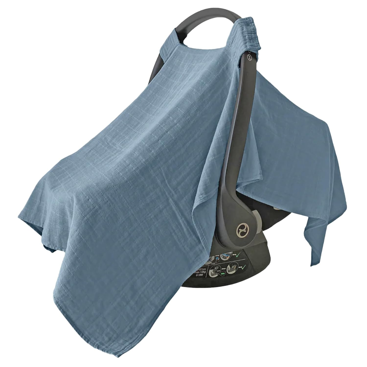 Baby Car Seat Cover - Blue Mirage - 100% Organic Muslin - Soft, Breathable and L