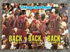 Vintage 1993 Chicago Sun Times Poster - Bulls NBA Basketball Team -3 Time Champs