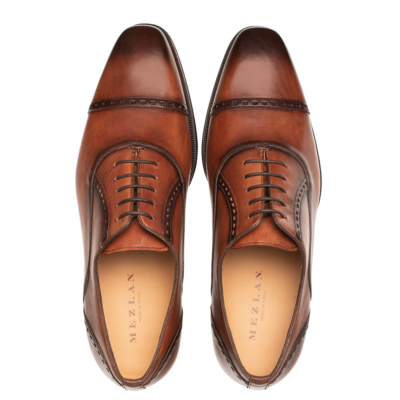 NEW MEZLAN men\'s amaro leather captoe oxfords in cognac NIB Mezlan Men main image 3
