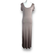 Minty Women's XL Short Sleeve Mermaid Maxi Dress Neutral Stone Beige Lagenlook