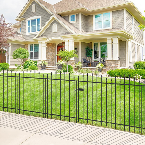 Metal Garden Fence with Gate 36 in H X 12 Ft L, 1 Gate + 5 Panels Border Dog Fen