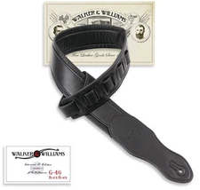 Walker & Williams G-46 Black Premium Padded Guitar Strap Soft Glove Leather Back