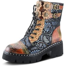 L  Artiste by Spring Step Womens Limitless Leather Mid Calf Boot -- Tan Multi NEW