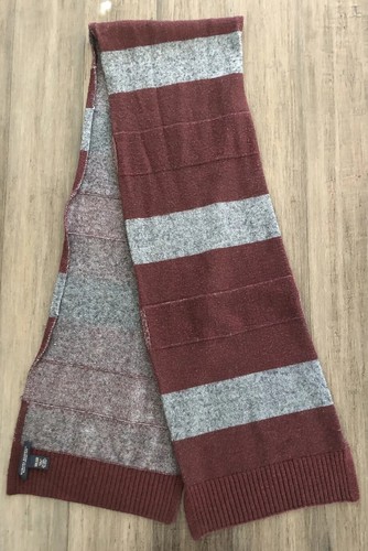 Banana Republic Maroon Gray Stripe Scarf Wool/Acrylic Blend 70"x11 Red - Picture 10 of 14