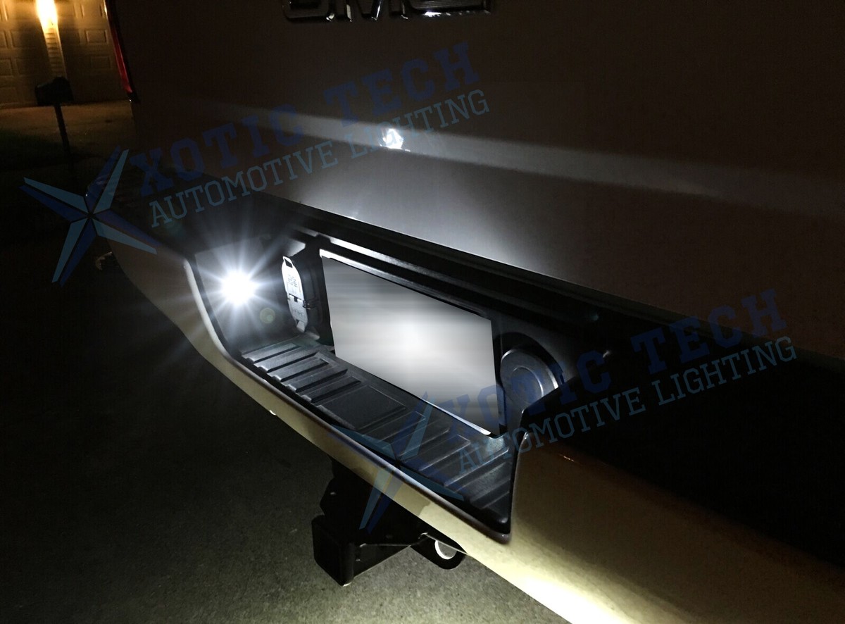Bright White LED License Plate Lights For GMC Sierra – Chrome Housing, Plug & Play