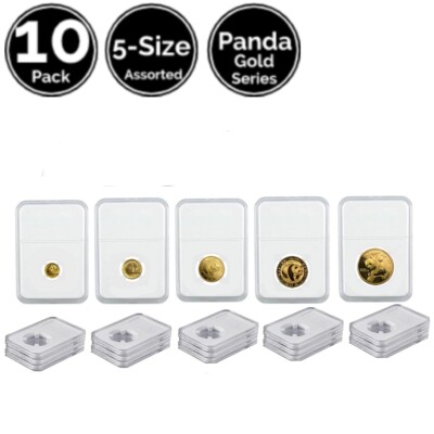 10 Pack 5 Size Assorted Slab Coin Holders For Gold Panda 1/20 1/10 1/4 1/2 1 Oz