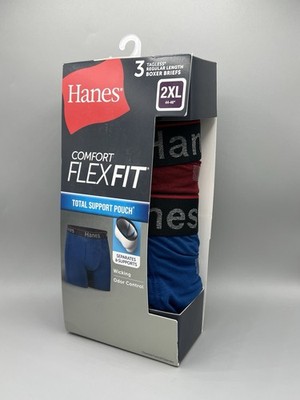 3-Pack HANES Comfort FlexFit Men s 2XL Boxer Briefs Wicking Support   Colors