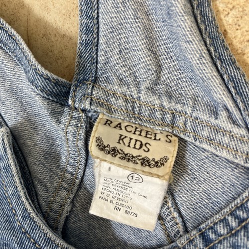 Vintage Rachel's Kids Embroidered Denim Shortalls Size 12 Girls 90’s Clothes - Picture 2 of 19