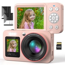 18X Digital Zoom Camera for Kids Children's Birthday Gift 64MP Dual Screen