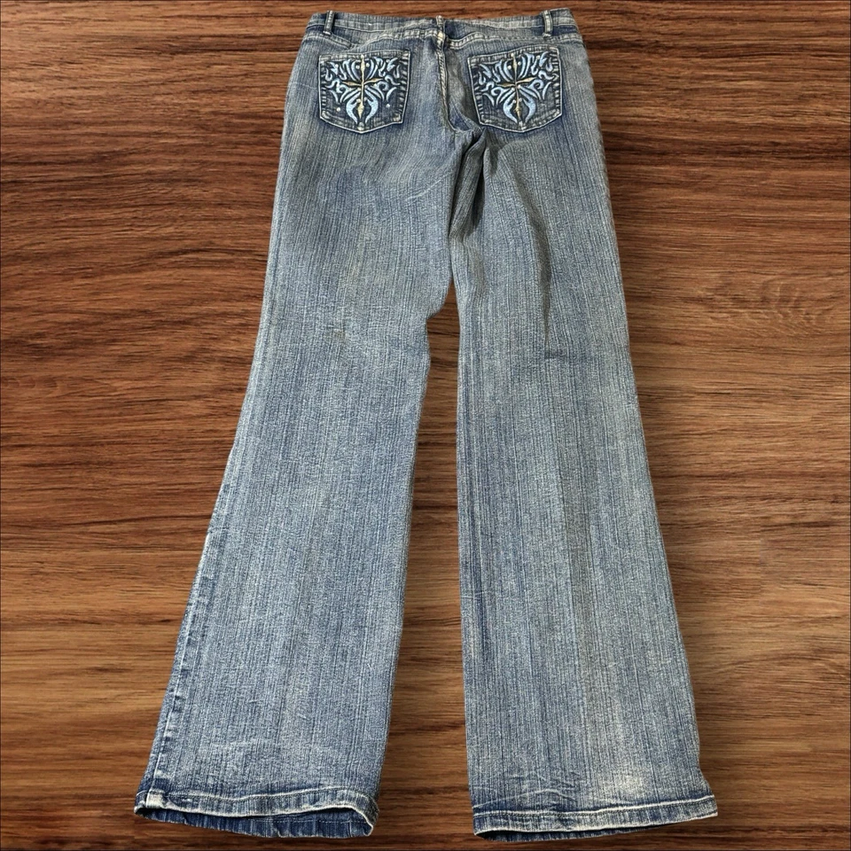 Pantalones de mezclilla para mujer Zoey Beth | Bolsillos traseros con estrás | Talla 7/8 27Wx31L Foto 3 de 4