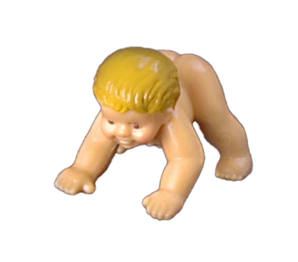 Dolls House Rubber Baby Girl Crawling on Hands & Feet Miniature People Doll 1:12
