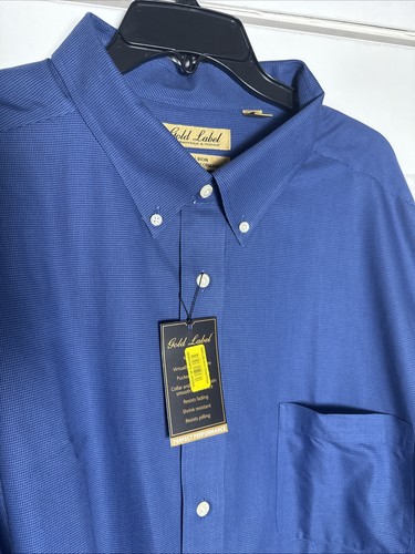 Roundtree & Yorke Gold Label Shirt Big Man Size: 4XB Blue Cotton No Iron - Picture 2 of 9
