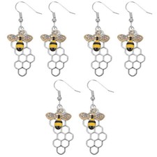3 Pairs Bee Earings Statement Earrings for Women Dangle and Honeycomb