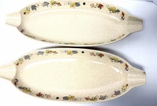 Vintage MCM Franciscan Woodlore Mushroom 70s Serving Dish Set of 2 18”