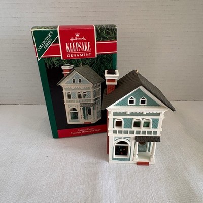 Hallmark Keepsake Ornament 1990 Holiday Home Nostalgic Houses and Shops Teal Box