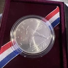 1992-D Olympics Baseball Pitcher USA Dollar Box & COA-90% Silver 0.77 Ounce Coin