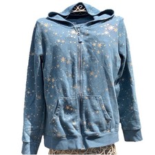 Girl's Zip-Up Hoodie Teal Cat  Jack XL 14/16 Gold Metallic Stars Celestial