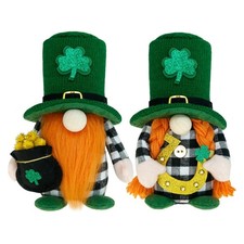 St Patricks Day Gnomes Decorations, Irish Leprechaun Buffalo Gnome Table Deco...