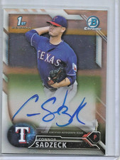 Connor Sadzeck 2016 Bowman Chrome Refractor Autograph Rookie #178/499