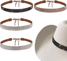 4 Pcs Cowboy Rhinestones 19.4In Hats Bands, Fits Cowboy Panama Hats 19.7