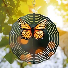 Vibrant Metal Hanging Wind Spinners & Chimes - Artistic Circular Design 