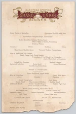 1904 Grand Union Hotel Dinner Menu Saratoga Springs New York Victorian