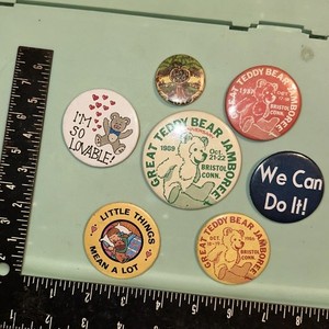 Lot Of 7 Pins Great Teddy Bear Jamboree 1989, 1987, 1986 We Can Do It Vintage