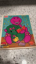    Playskool Barney Baby Bop's Bedtime Story Wood Puzzle 6pc Lyons Group 1993