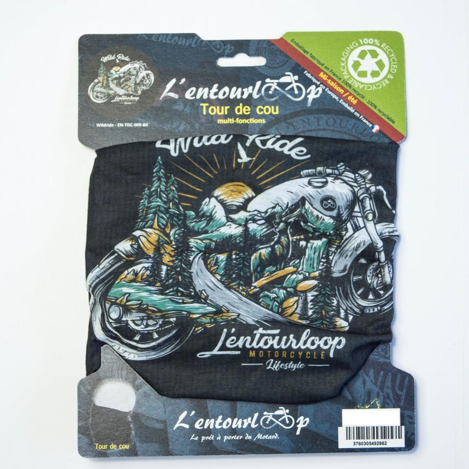 Tour de cou moto noir L'Entourloop Wildride protection vent pour motard