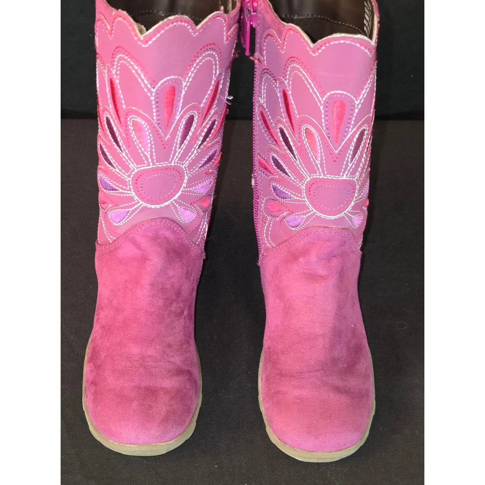Lindos Zapatos Stride Rite Bianca Niñas Botas Talla 9.5M Rosa Gamuza Floral Cremallera Foto 3 de 4