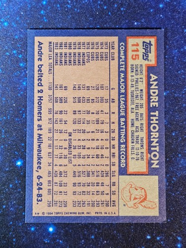 1984 Topps - Andre Thornton #115 - Picture 2 of 2