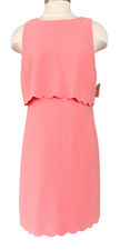 Ann Taylor Loft Wm 10P Salmon Layered Top Sleeveless Zip Back Midi Dress NEW