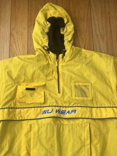Vintage 1990's Wu Wear Wu-Tang Clan Hooded Snow Jacket Fleece Yellow Black XL - Picture 2 of 9